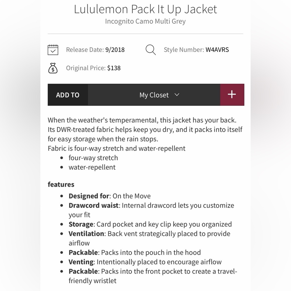 lululemon athletica pack it up Jacket - Picture 3 of 9